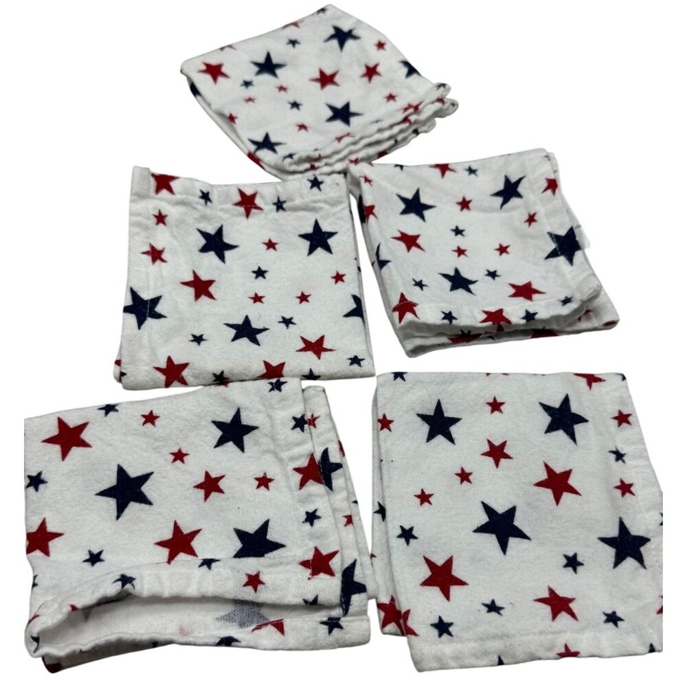 hobby lobby Set Of 5 Star-Patterned Cotton Reusable Cloth Napkins Red White READ